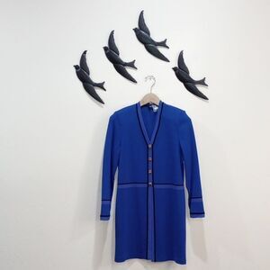 St. John Collection Two Tone Blue Knit Cardigan Long Sweater Cardigan, NWT - 6